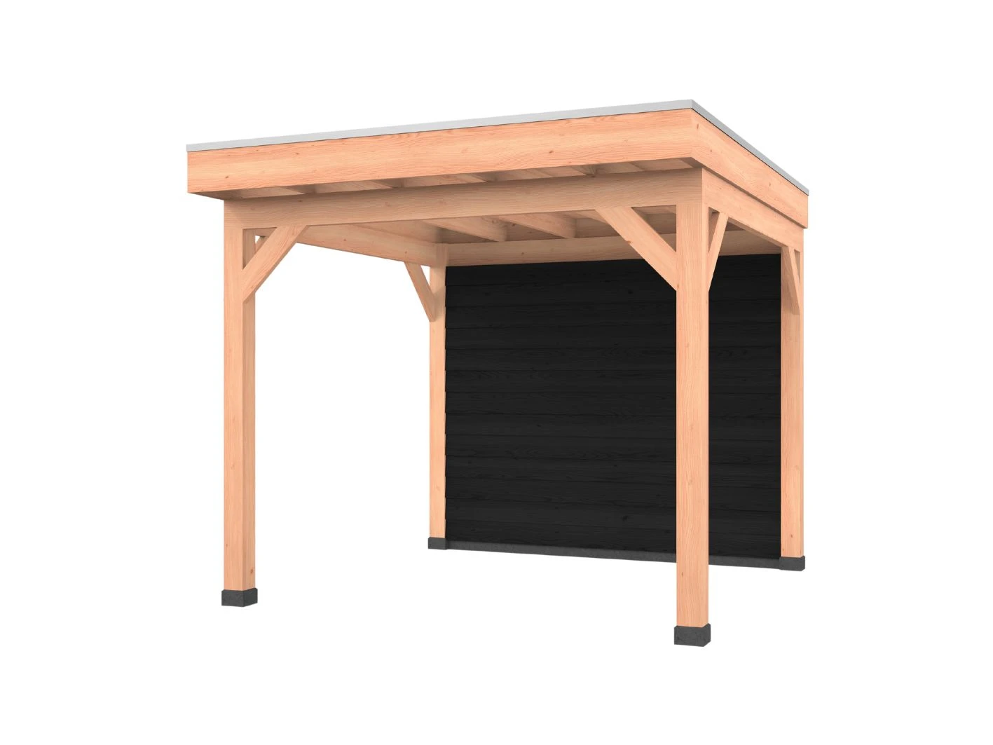 Douglas overkapping, 300 x 300, met zwarte achterwand, Westwood Comfort Green - Afbeelding 1